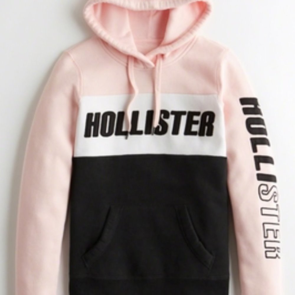 Pink, Black and White 'Hollister' Hoodie